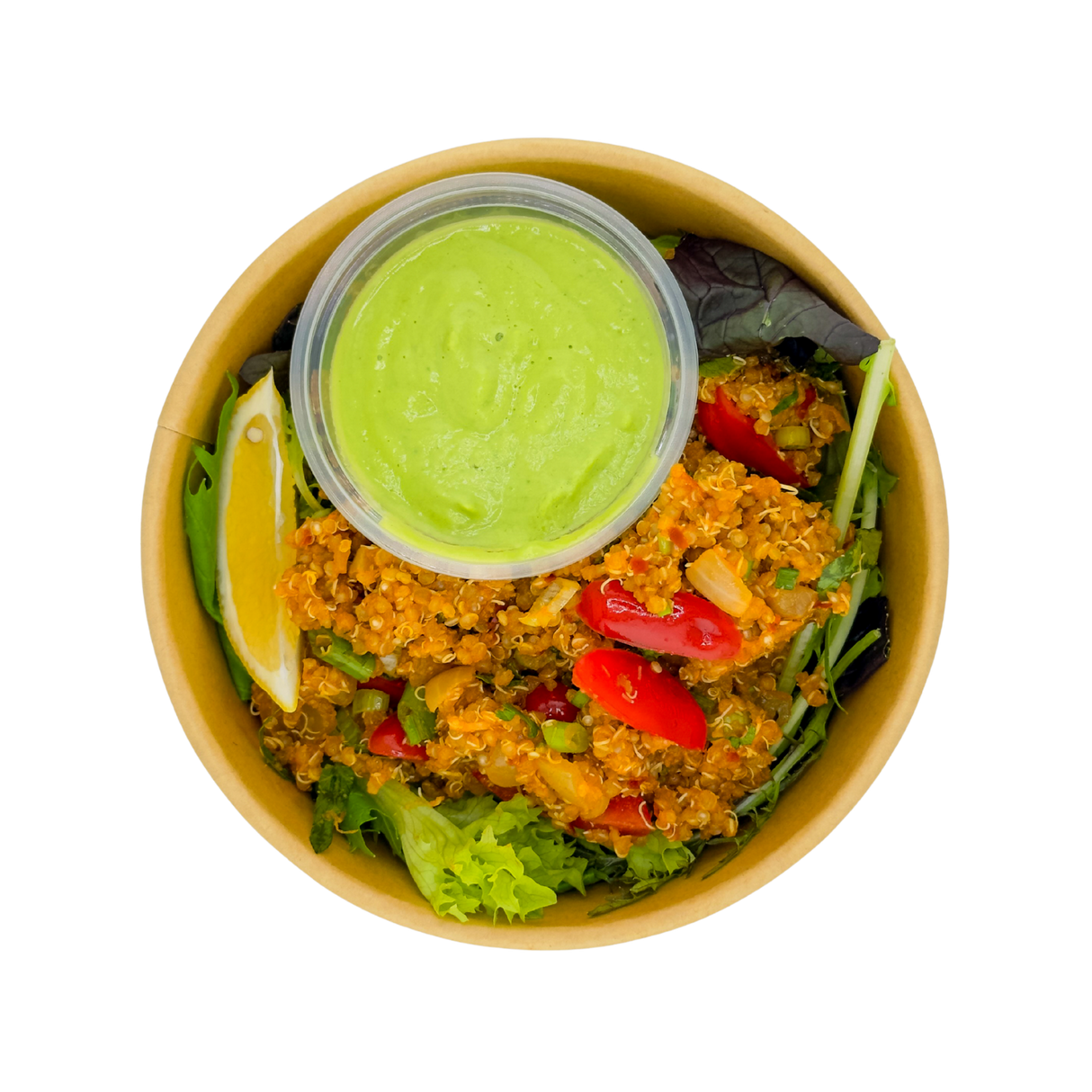 Quinoa Tabbouleh with Avocado Cucumber Dressing